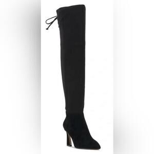 Vince Camuto Faux Suede Over The Knee Boot Size 9 Wide Calf in Black Pointed Toe